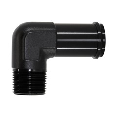 Adapter, 90° 3/4" NPT Male to  1" Hose Barb, Black