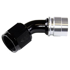 Fitting, PTFE 45° -10AN Fml Crimp, BLK