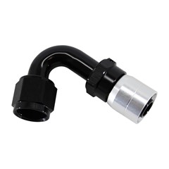 Crimp Hose Fitting, Rubber 120° -10 AN JIC Female, Black