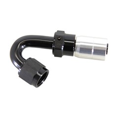 Crimp Hose Fitting, Rubber 150° -6 AN JIC Female, Black