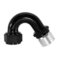 Crimp Hose Fitting, Rubber 150° -20 AN JIC Female, Black