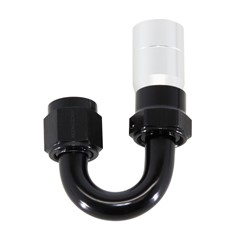 Crimp Hose Fitting, Rubber 180° -6 AN JIC Female, Black