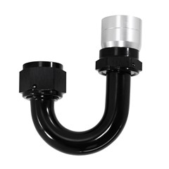 Crimp Hose Fitting, Rubber 180° -12 AN JIC Female, Black