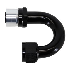 Crimp Hose Fitting, Rubber 180° -16 AN JIC Female, Black