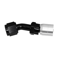 Crimp Hose Fitting, Rubber 30° -8 AN JIC Female, Black