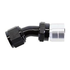 Crimp Hose Fitting, Rubber 30° -12 AN JIC Female, Black