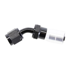 Crimp Hose Fitting, Rubber 45° -4 AN JIC Female, Black