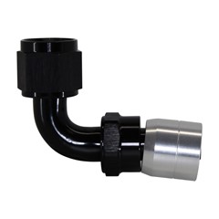 Crimp Hose Fitting, Rubber 90° -10 AN JIC Female, Black Crimp Hose Fitting, Rubber 90° -10 AN JIC Female, Black
