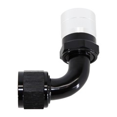 Crimp Hose Fitting, Rubber 90° -12 AN JIC Female, Black