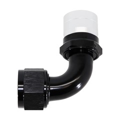 Crimp Hose Fitting, Rubber 90° -16 AN JIC Female, Black