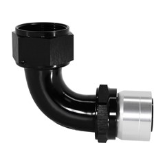 Crimp Hose Fitting, Rubber 90° -20 AN JIC Female, Black Crimp Hose Fitting, Rubber 90° -20 AN JIC Female, Black