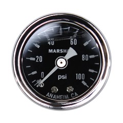 Gauge, 100PSI, 1.5" Liquid, WHT/SS